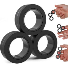 Magnetic Fidget Ring Black Spin Connect Toy