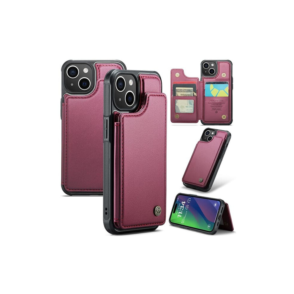 Caseme Iphone 15 Case Rfid Wallet With Kickstand Burgundy 962125873207