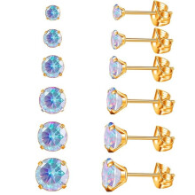 Stainless Steel Earrings Set with Four-Claw Crown Design