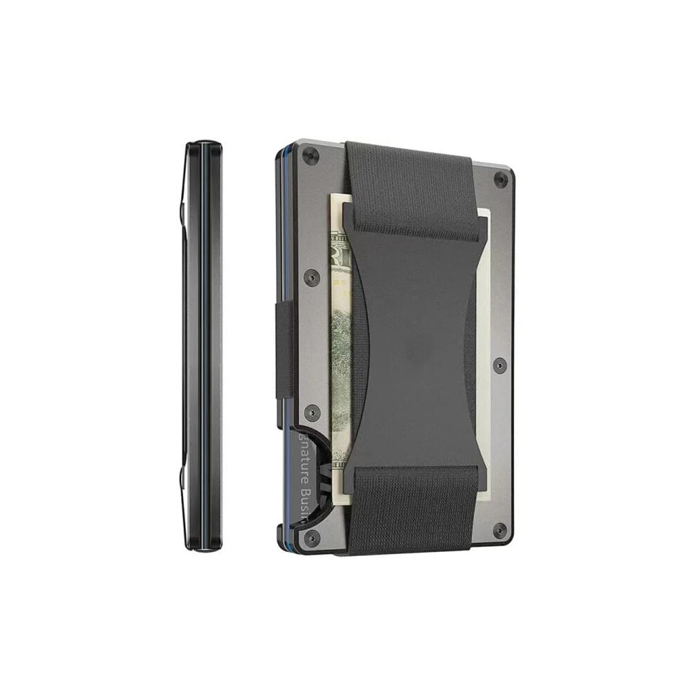 Men's Slim Rfid-Blocking Aluminum Carbon Fiber Wallet Gray 900223977908