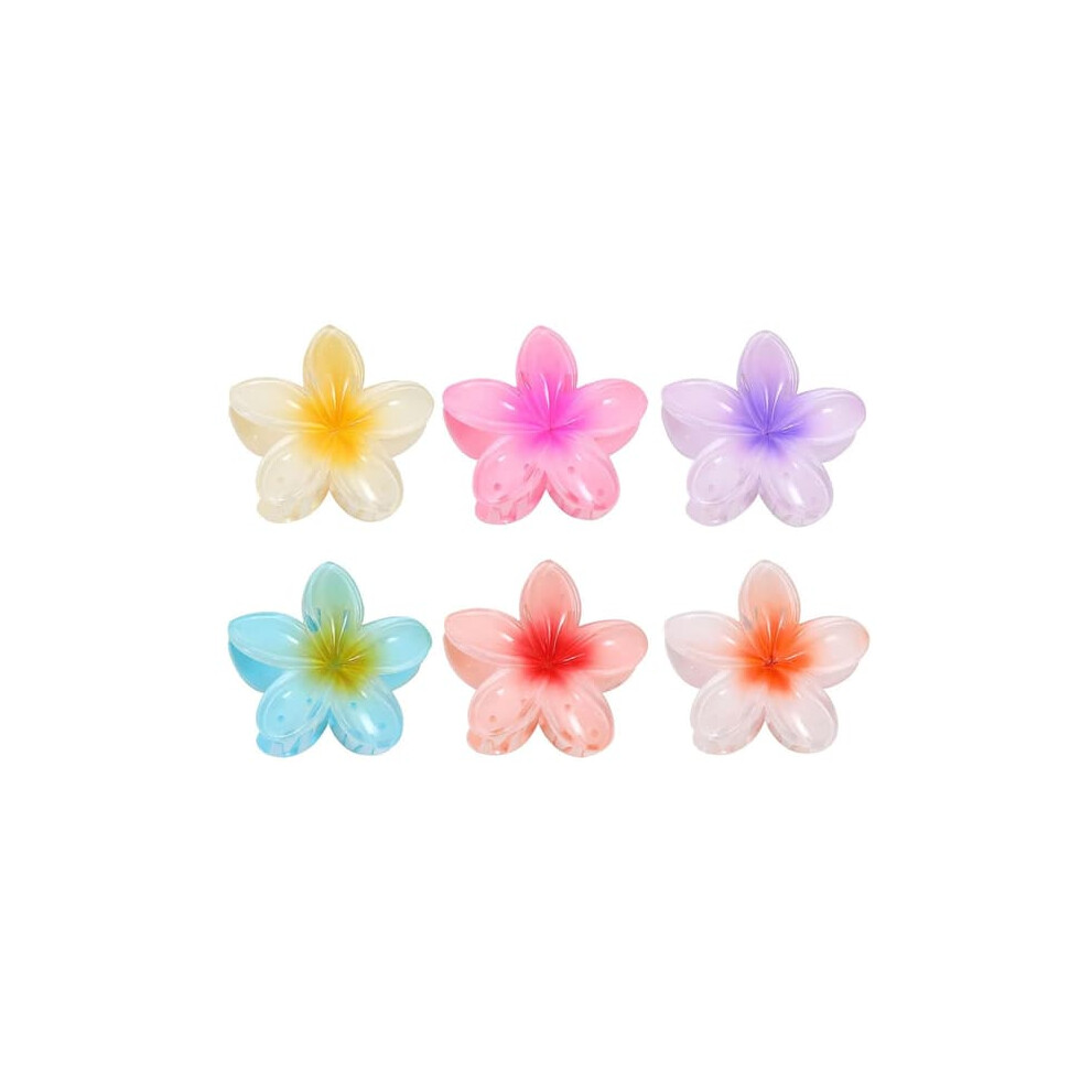 Hair Clips With Plastic Flowers Large 6-Pack 962125877199