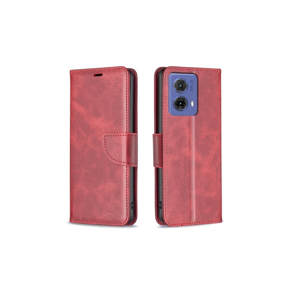 Motorola Moto G85 Case Lambskin Texture Flip Cover Red 900223000958
