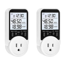 2X Watt Meter, Plug-in Socket Power Meter, Wide Range, Backlit Large Display, Electricity Usage Monitor US Plug