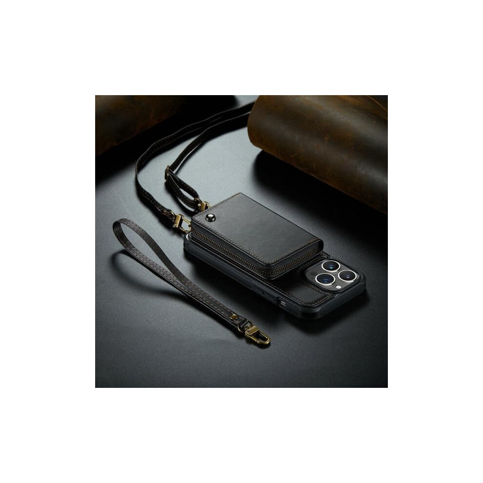 Leather Crossbody Wallet Case For Iphone 14 Pro Black 900223978684