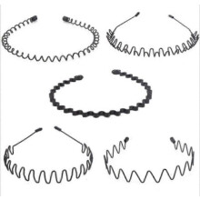 Black Wavy Metal Hair Bands Unisex 5 pcs