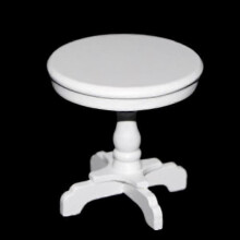 Wooden miniature round coffee table white 1/12 scale