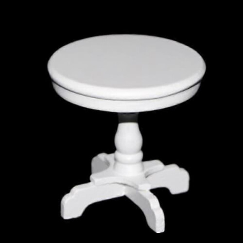 Wooden miniature round coffee table white 1/12 scale