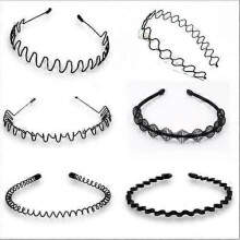 Black Wavy Metal Hair Bands Unisex 6 pcs