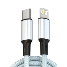 PD 30W USB-C to Lightning Charging Cable Silver 2m