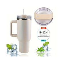 Thermo Tumbler Mug Milky White 1200 ml with Handle Lid and