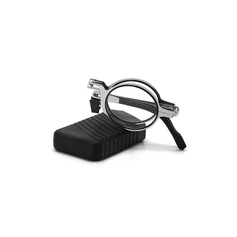 Men's Titanium Foldable Reading Glasses 200 Circular Silver 900223996299