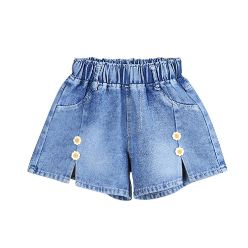 Blå denimshorts til piger, størrelse 6-7 år