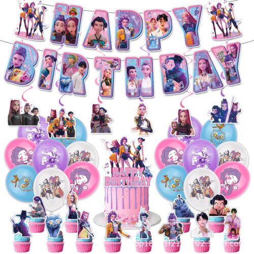 K-pop Demon Hunters birthday decorations set 12 pcs