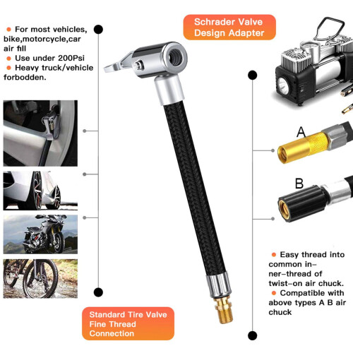Car tire inflator chuck adapter hose pipe 2