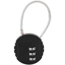 Security padlock with steel cable 3-digit combination