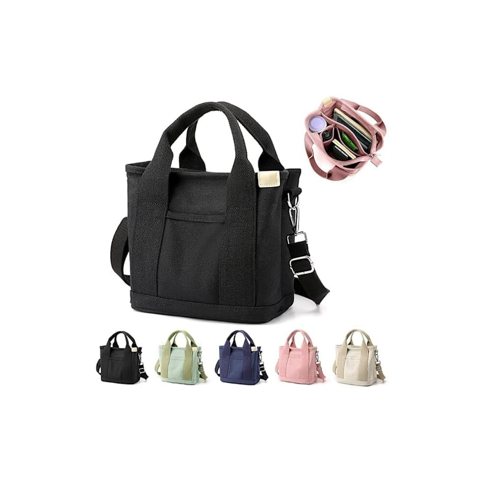 Handmade Canvas Shoulder Bag Black Small 962125860153