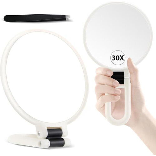 Stand Magnifying Mirror 30x/1x 360 Adjustable White