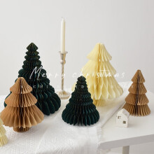 Homchy Christmas Ornament Beige Honeycomb Foldable 1 Piece