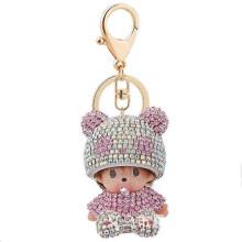 Pink Panda Monchichi Plush Keychain Toy