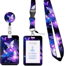 Portatarjetas de identificación con estampados, apertura deslizante, cordón y múltiples opciones de transporte, protector transparente, placa