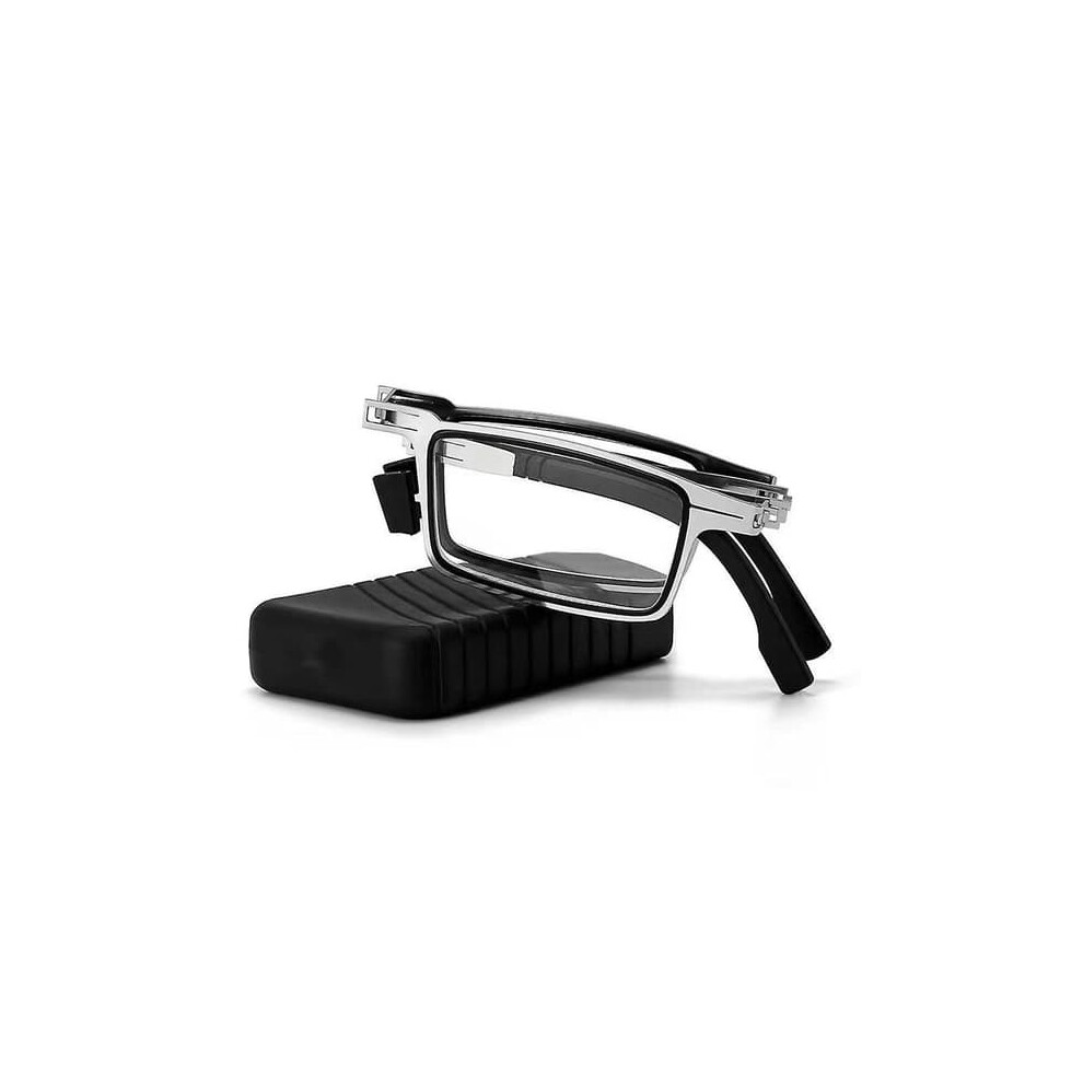 Men's Titanium Reading Glasses 100 Square Foldable Silver 900223996336
