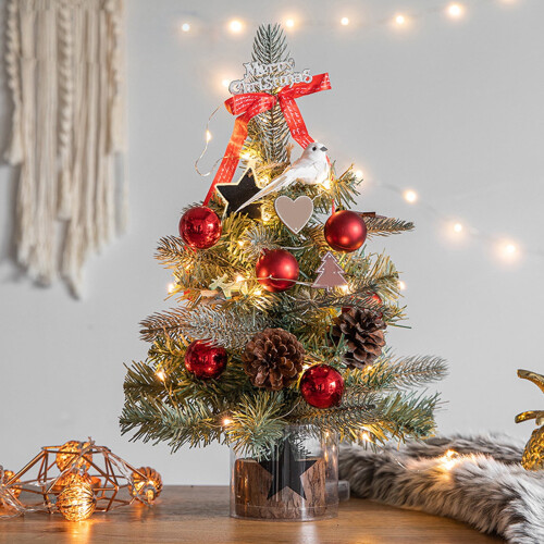 Pre-lit green cypress artificial Christmas tree 16 inch