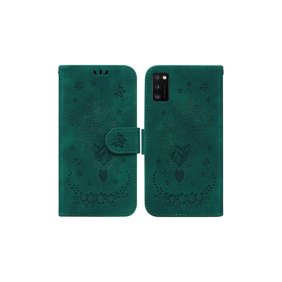 Samsung Galaxy A41 Case Butterfly Rose Embossed Green 962125875911