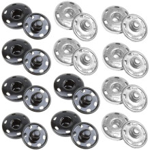 12er-Set Nähknöpfe, DIY-Druckknöpfe, Metallknöpfe, silber/schwarz, für Bastelarbeiten, Kleidung, Geldbörsen, Handtaschen (19 mm)