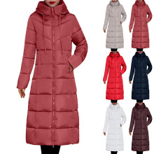 Doudoune kaki pour femme, trench-coat mi-long et chaud