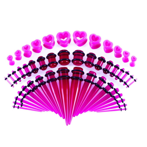 Ear Stretching Kit Acrylic Tapers Silicone Tunnels 48 Pieces