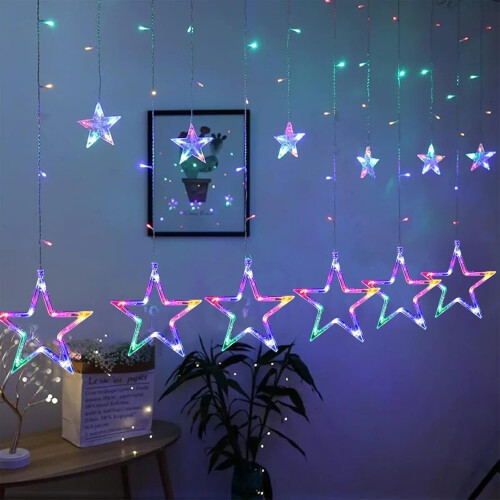 Star Curtain Lights 13.5FT 126LED 8 Modes Battery Powered
