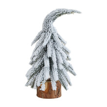 Flocked Mini Christmas Tree Set with Wooden Base