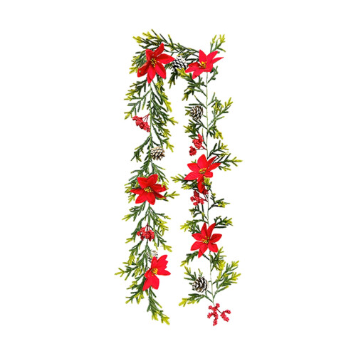Christmas Simulation Greenery with Red Berries and Pine 1