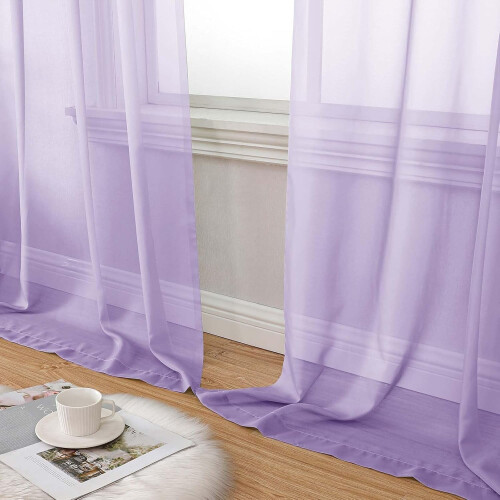 Transparente Gardinen, lichtdurchlässig, einfarbig, 2 Paneele, 52 Zoll x 2