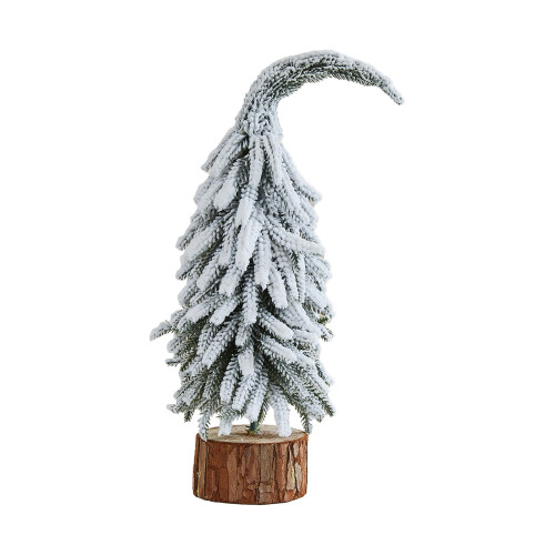 Flocked Tabletop Christmas Tree Set Wood Base 3pcs