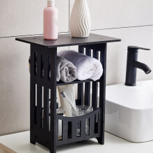 Djunllk Nightstand White Small Side Table with Open Storage