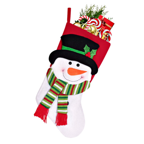 Weihnachtsstrumpf mit Schneemann- und Greise-Motiv