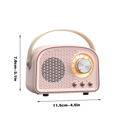 Caixa de som Bluetooth retrô portátil mini sem fio com FM e USB 1