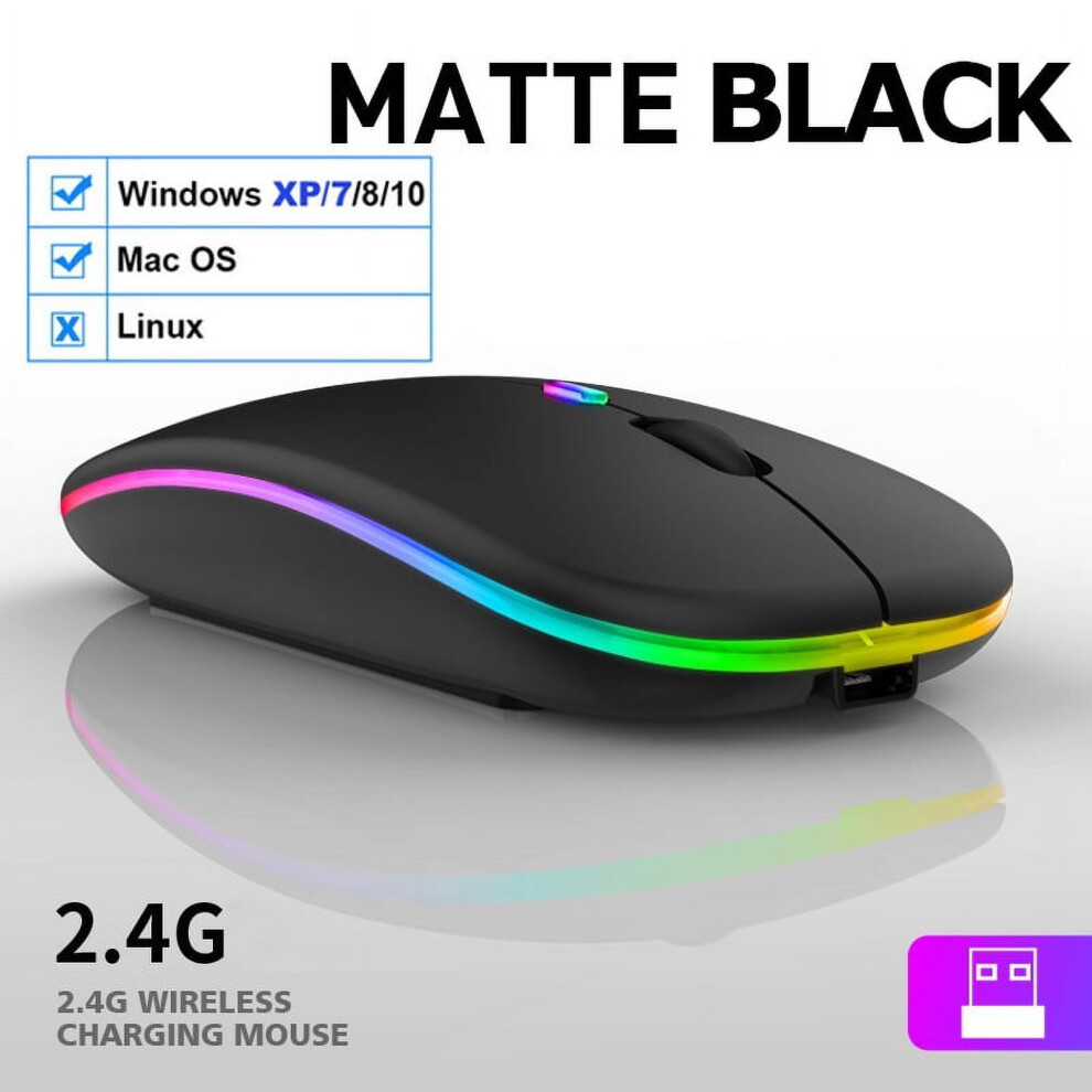 Wireless Bluetooth Mouse Usb Rechargeable Rgb 2.4Ghz 1600Dpi Light 972745801443