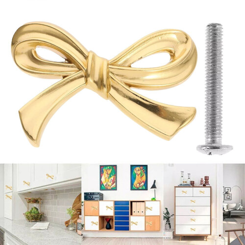 KDJ bow-shaped kitchen cabinet knobs gold brass 12-pack 2