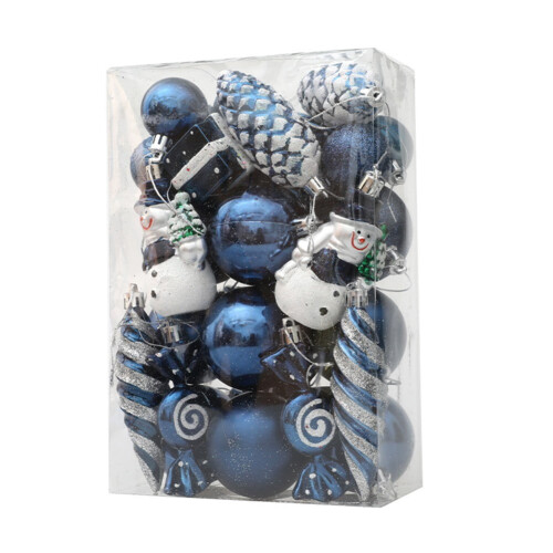 Christmas Ball Ornaments Blue Plated 29 Pieces 1
