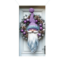Holiday gnome door cover purple bow 1 piece