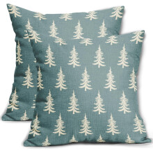 Kerstboom kussenhoezen 18x18 rood rustiek set van 2