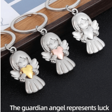 Porte-clés Ange Gardien avec Breloque Cœur Blanc