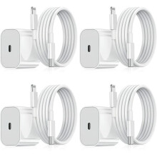 Chargeur rapide avec câble 20 W Blanc Prise UE Lot de 4