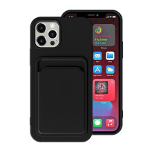 Étui en silicone pour iPhone 15 Ultra avec porte-cartes - Noir
