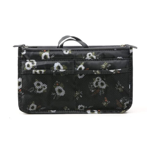 Handtaschenset, schwarzes Blumendesign, Einheitsgröße
