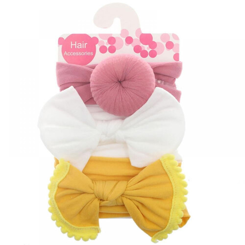 Baby Nylon Headbands with Bows 3 pcs