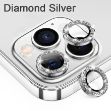 Protection d'objectif pour iPhone 11 à 14 Pro Max, motif diamant