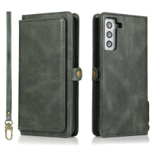 Étui portefeuille pour Samsung Galaxy S21 Vert foncé 2 en 1